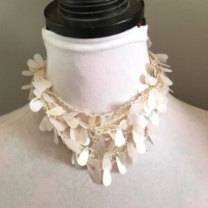 White Cha cha necklace multistrand choker beaded